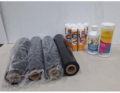 Pallet Wrap, Black, 4 x Rolls, 9 x 300ml Lexum Roo...