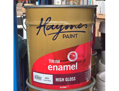 Haymes paint, trim enamel, high gloss, white, solv...