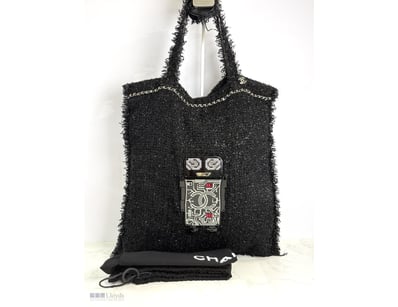 CHANEL 'SHOPPING IN FABRICS' ROBOT TWEED TOTE BAG ...