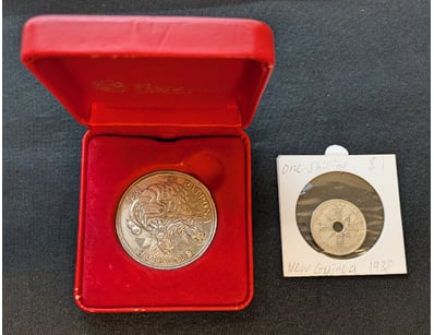 1938 NEW GUINEA SHILLING AND 1760 ONE THALER BAVAR...