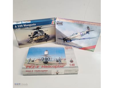 LOT OF THREE UNASSEMBLED PLASTIC SCALE MODEL AIRCR...