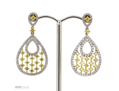 14K WHITE/YELLOW GOLD, FANCY YELLOW DIAMOND AND DI...