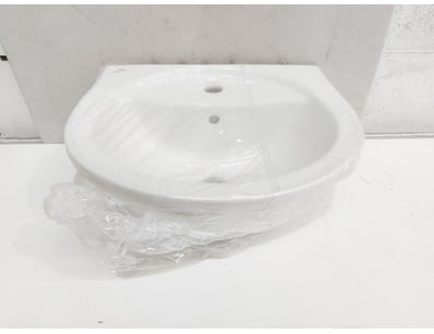 New white ceramic corner sink basin with dual tap ...