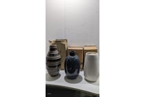 Assorted lot of vases red phonex vase in cs white