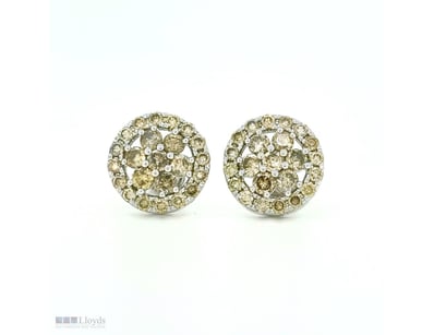 9CT WHITE GOLD FANCY CHAMPAGNE BROWN DIAMOND FLORA...