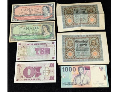 INTERNATIONAL CURRENCY COLLECTION - CANADIAN, GERM...