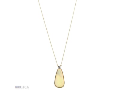 14K YELLOW GOLD, 8.82CT LIGHTNING RIDGE OPAL AND D...