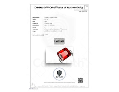 CERTIFIED 3.30CT NATURAL RED GARNET (GARNET GROUP)...