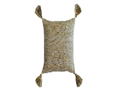 RRP: $839, Herringbone PET Tassel Cushion Ochre 45...