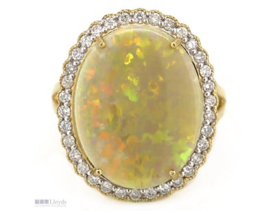 14K YELLOW GOLD, 6.49CT AUSTRALIAN ANDAMOOKA OPAL ...