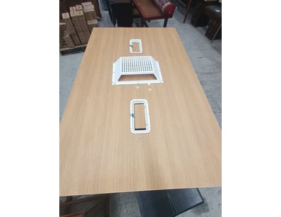 Flat-pack furniture components comprising white me...
