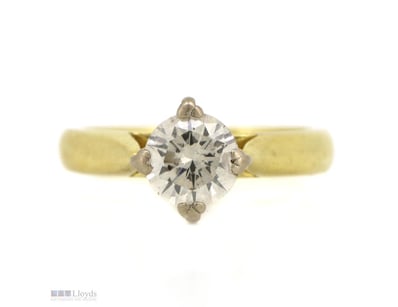 18K YELLOW/WHITE GOLD AND 1.05CT DIAMOND, SOLITAIR...