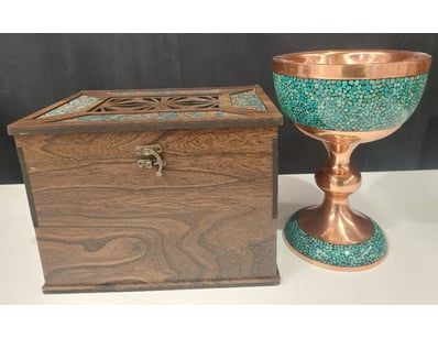 PERSIAN FIROOZEH KOOBI (TURQUOISE INLAY) PEDESTAL ...
