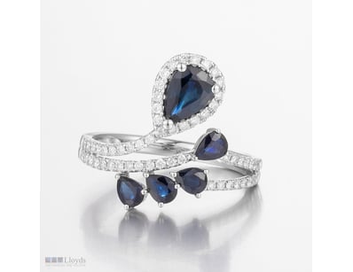 14CT WHITE GOLD AUSTRALIAN SAPPHIRE AND DIAMOND DR...
