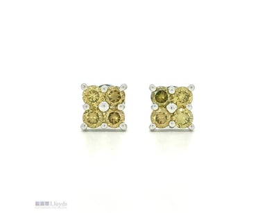 9CT WHITE GOLD FANCY CHAMPAGNE BROWN DIAMOND CLUST...