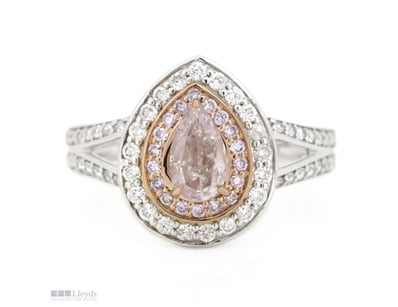 14K WHITE/ROSE GOLD, PINK DIAMOND AND DIAMOND, DOU...