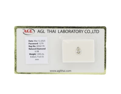 1.035CT CERTIFIED, NATURAL DIAMOND     

Pear Bril...