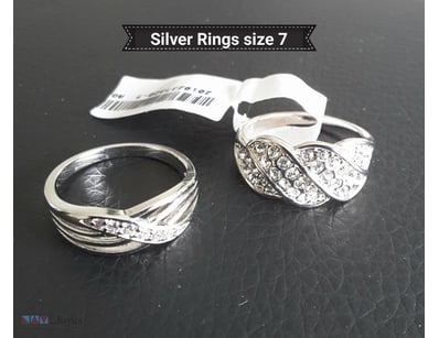 2 X SILVER RINGS SIZE 7 WITH WHITE ZIRCONS        ...