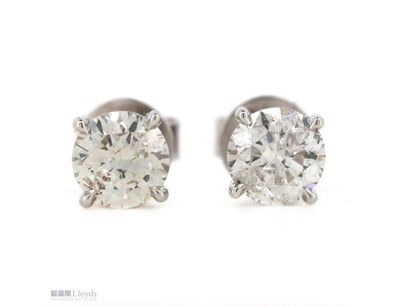 14K WHITE GOLD, 1.20CT TDW DIAMOND, STUD EARRINGS....
