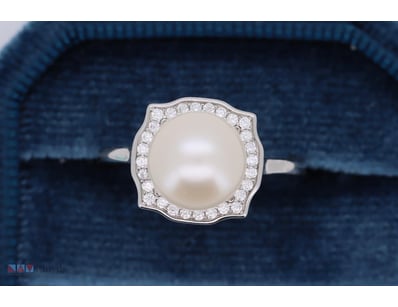 SOUTH SEA PEARL RING ON 925 SILVER - WITH CERTIFIC...
