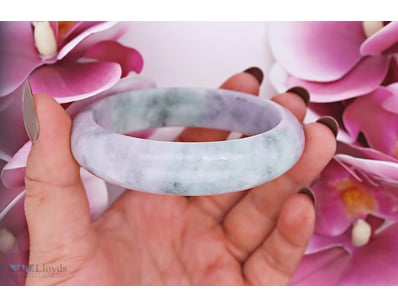 NATURAL BURMESE JADE BANGLE ON 925 SILVER - WITH C...