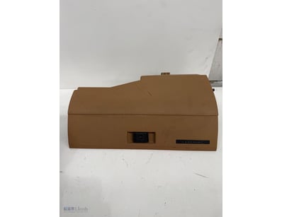 Vintage automotive glove box assembly, tan plastic...