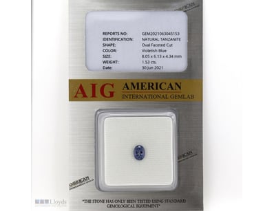 1.53CT CERTIFIED, NATURAL TANZANITE     

Oval Fac...