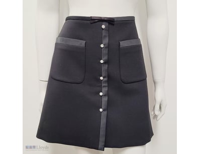 MIU MIU BLACK MINI SKIRT WITH CRYSTAL EMBELLISHMEN...