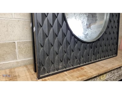 Contemporary black square wall mirror featuring a ...