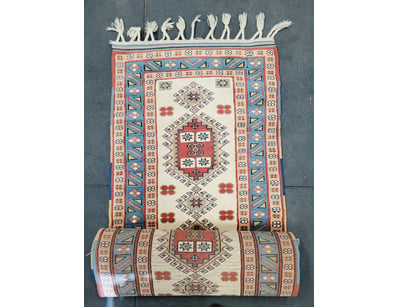 HANDWOVEN KARS TURKISH KILIM RUNNER WITH TASSEL DE...