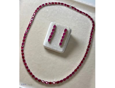 925 STERLING SILVER RUBY JEWELLERY SET – CERTIFIED...