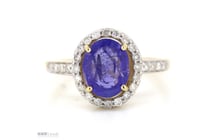 14K Yellow Gold, Tanzanite And Diamond, Halo