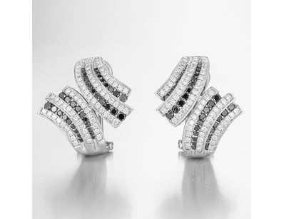 14CT WHITE GOLD BLACK DIAMOND AND DIAMOND EARRINGS...