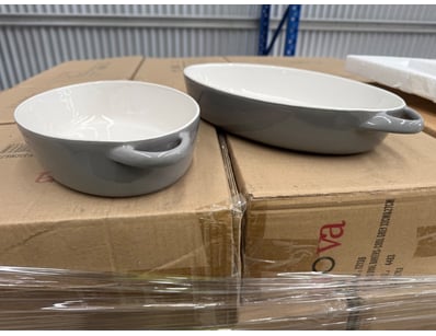 RRP: $130 Set of 2 Oval Bakers-Cool Grey 33CM & 27...