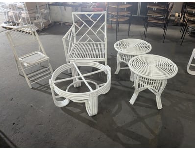 Elegant white woven rattan outdoor furniture colle...