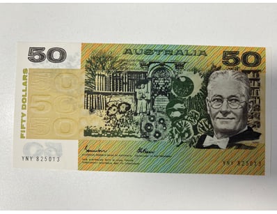 AUSTRALIAN $50 BANKNOTE, R509 (UNC)

CV$325

C...