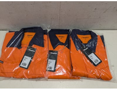 Lot of KingGee work shirts in orange and navy colo...