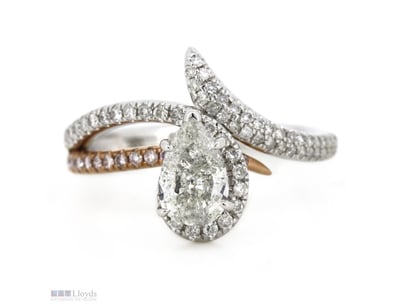 14K WHITE/ROSE GOLD, PINK DIAMOND AND DIAMOND, DRE...