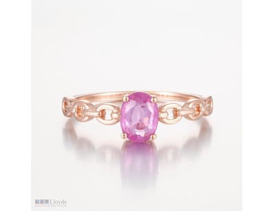 14CT ROSE GOLD PINK CEYLON SAPPHIRE CHAIN STYLE RI...