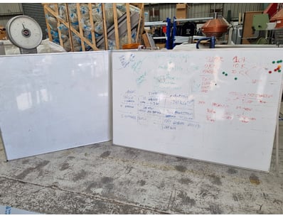 White board, aluminium frame and backing, damage t...