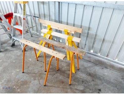 Ladders & Sawhorses Lot - 2x Aluminium Step Ladder...