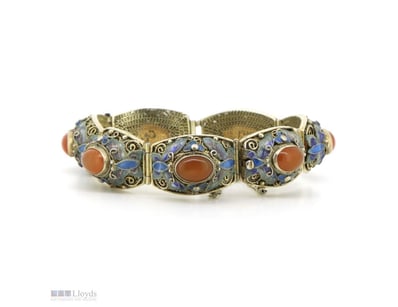 VINTAGE GILT FILAGREE STERLING SILVER NATURAL CORA...