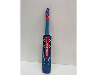Gray Nicolls cricket bat in blue and red colorway....