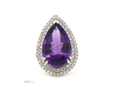 14CT WHITE GOLD, 16.52CT AMETHYST AND DIAMOND, COC...