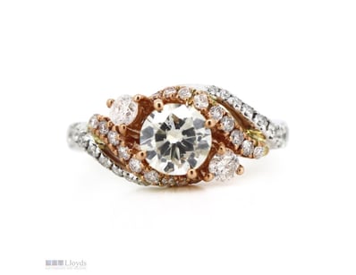 14K WHITE/ROSE GOLD AND DIAMOND, DECORATIVE CROSS ...