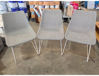 Set of three modern dining chairs featuring light ...