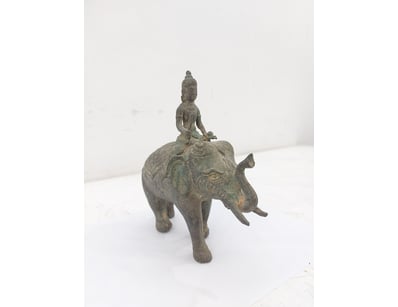 BRONZE ELEPHANT WITH FIGURE SCULPTURE

Item Size...