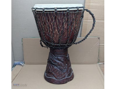 Wooden Carved (Dragon) Djembe Drum Size 22Cm Heigh...