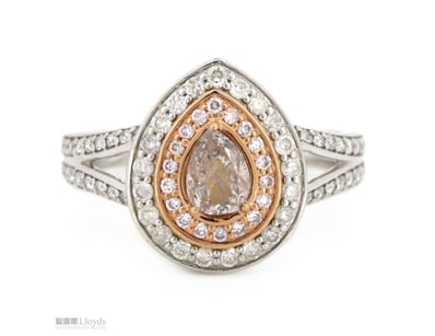 14K WHITE/ROSE GOLD, PINK DIAMOND AND DIAMOND, HAL...