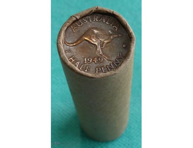 ROLL OF 1949 KGVI, AUSTRALIAN HALF PENNY  

(50X C...